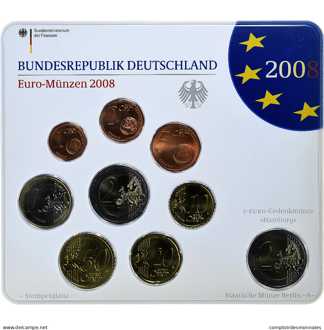 République Fédérale Allemande, Set 1 Ct. - 2 Euro + 2€, St. Michael's - Allemagne