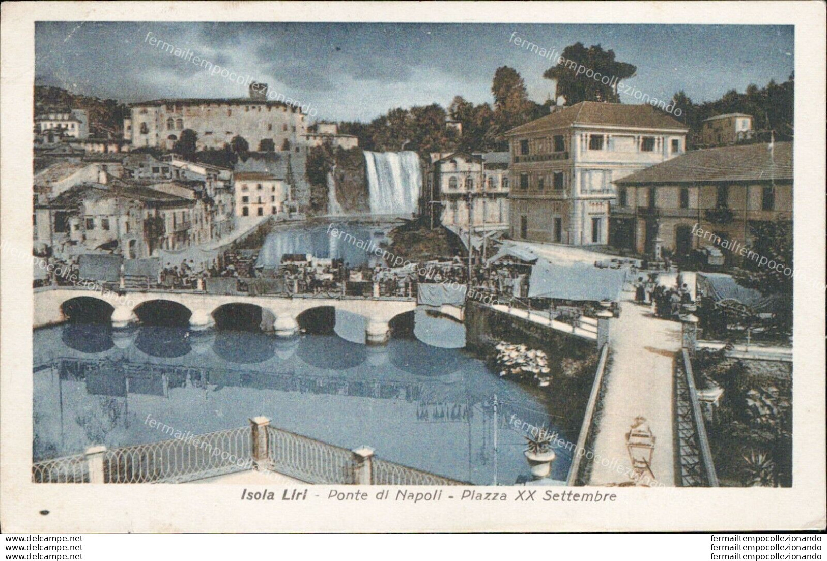 Ai479 Cartolina Isola Liri Ponte Di Napoli Piazza Xx Settembre 1932 Frosinone - Frosinone