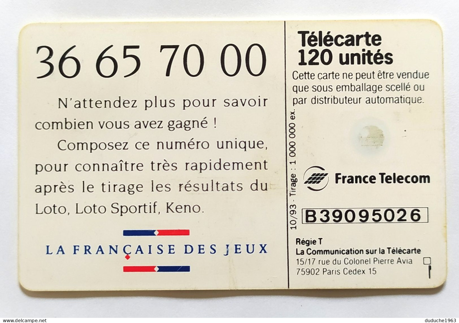 Télécarte France - Française Des Jeux - Loto - Zonder Classificatie