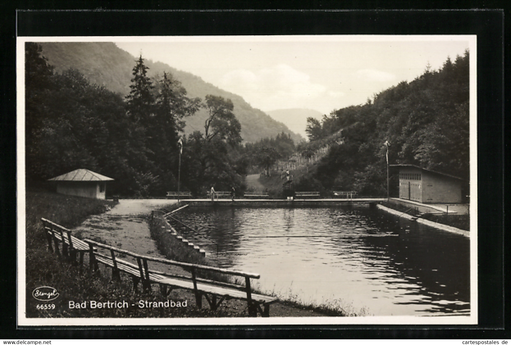 AK Bad Bertrich, Strandbad Mit Bänken  - Bad Bertrich