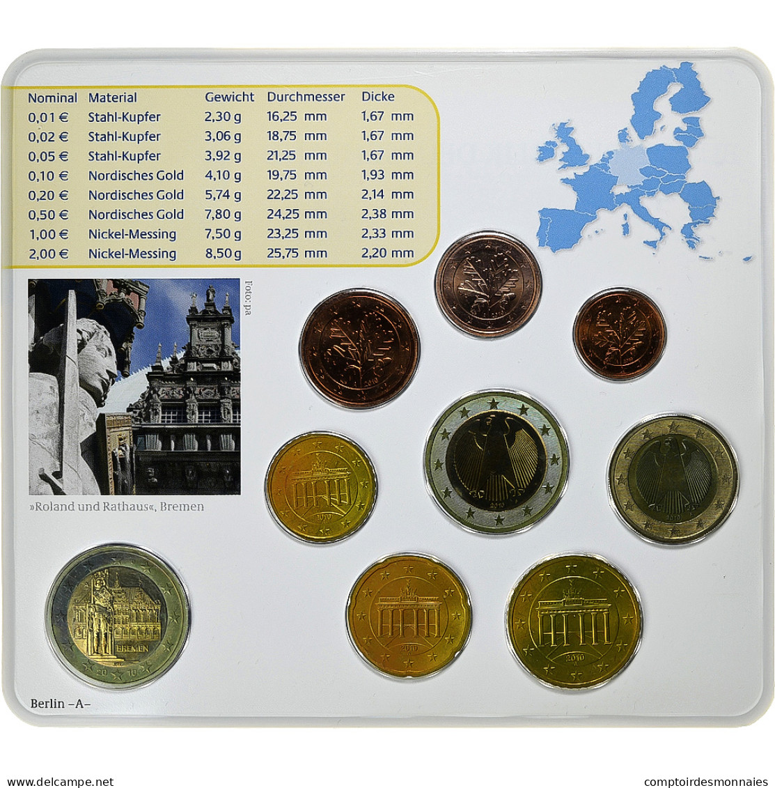 République Fédérale Allemande, Set 1 Ct. - 2 Euro + 2€, Bremer Roland, Coin - Deutschland