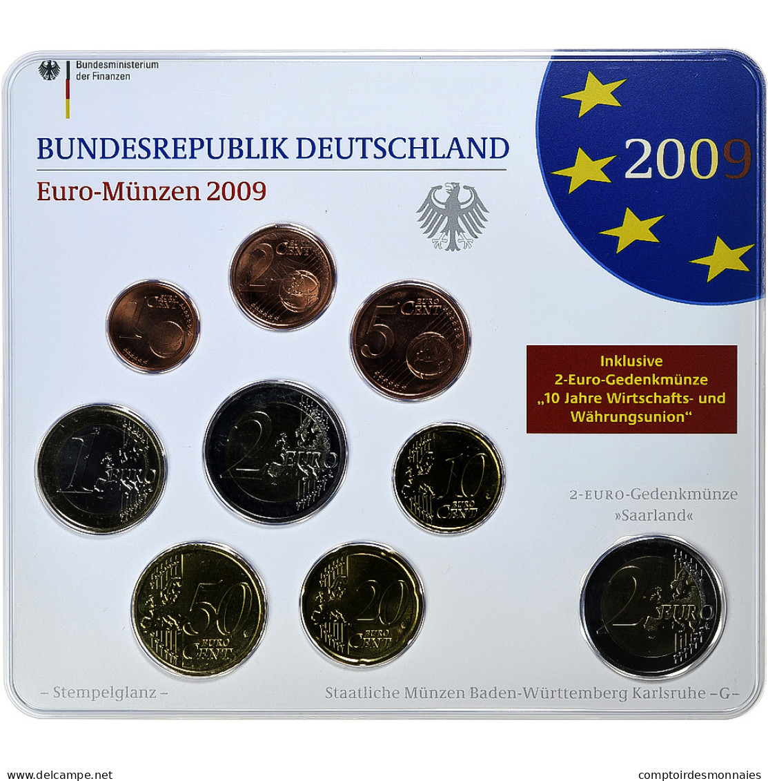 République Fédérale Allemande, Set 1 Ct. - 2 Euro + 2€, Ludwigskirche, Coin - Allemagne