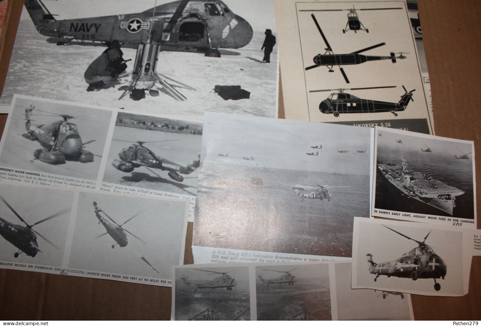 Lot De 102g D'anciennes Coupures De Presse De L'hélicoptère Américain Sikorsky S-58 Et Versions Militaires Et étrangères - Aviation