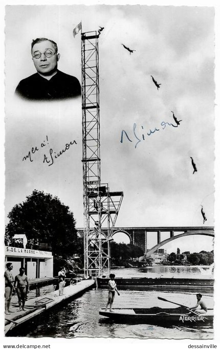 L'Abbé SIMON Le Curé Volant - Plongeon De 35 Mètres + Signature - Kunst- Und Turmspringen