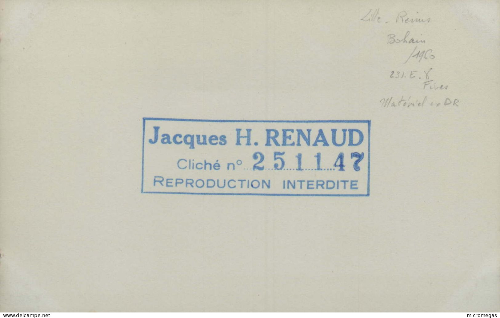 BOHAIN - Lille-Amiens 231-E-8 Fives - Matériel Ex-D.R. - Cliché Jacques H. Renaud, 1960 - Treinen