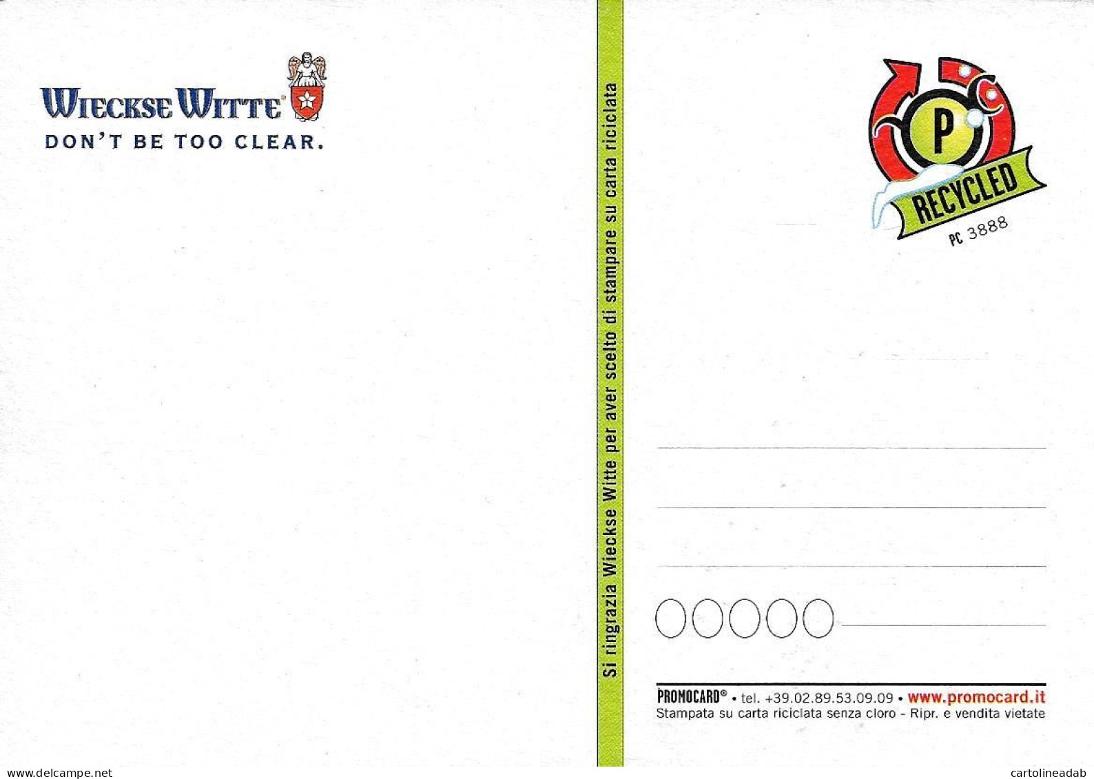 [MD9534] CPM - BIRRA WIECKSE WITTE - PROMOCARD 3888 - PERFETTA - Non Viaggiata - Publicité