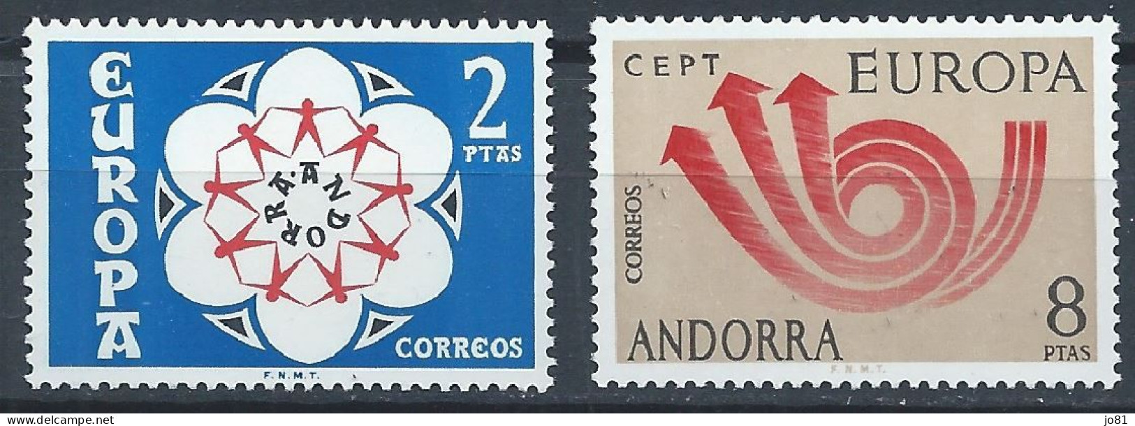 Andorre Espagnole YT 77-78 Neuf Sans Charnière - XX - MNH Europa 1973 - Ongebruikt