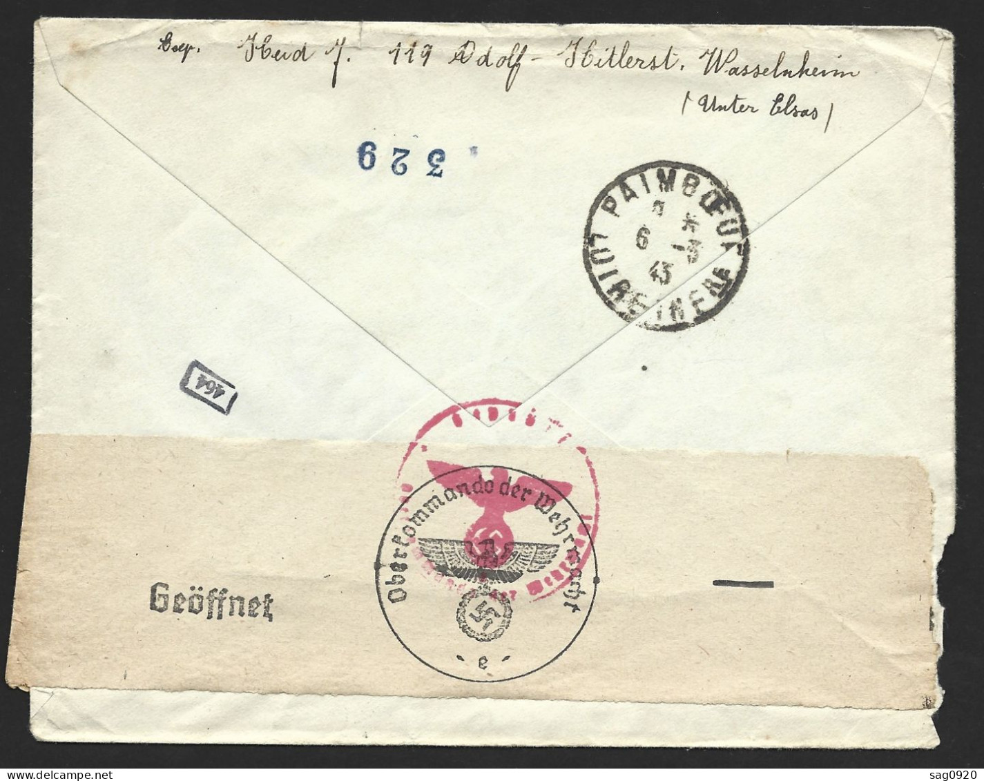 Allemagne-Enveloppe Wasselnheim 1943 - Briefe U. Dokumente