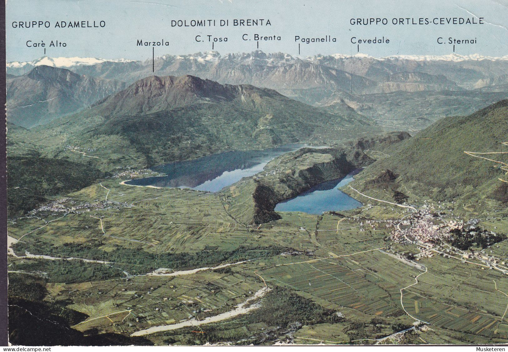 Italy PPC Caldonazzo E Levico Termecoi Due Laghi E Bossentino Calcerone 1972 To USA Europa CEPT Stamp (2 Scans) - Trento