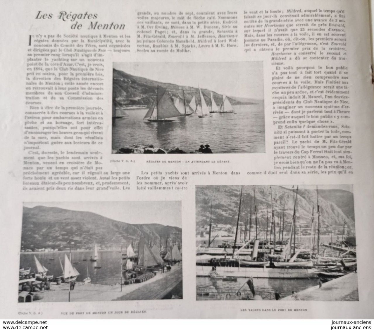 1899 LES REGATES DE MENTON - PORT DE PORT - LES YACHTS - Revue Sportive " LA VIE AU GRAND AIR " - Revues Anciennes - Avant 1900