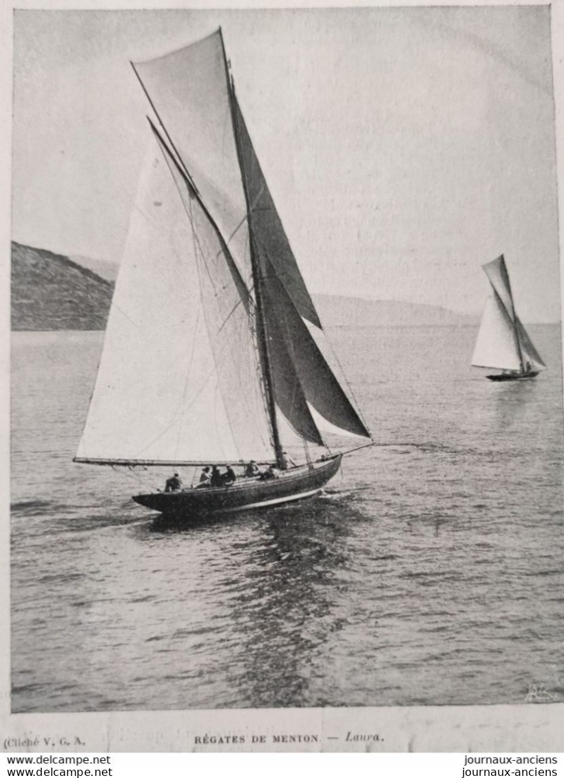 1899 LES REGATES DE MENTON - PORT DE PORT - LES YACHTS - Revue Sportive " LA VIE AU GRAND AIR " - Revues Anciennes - Avant 1900