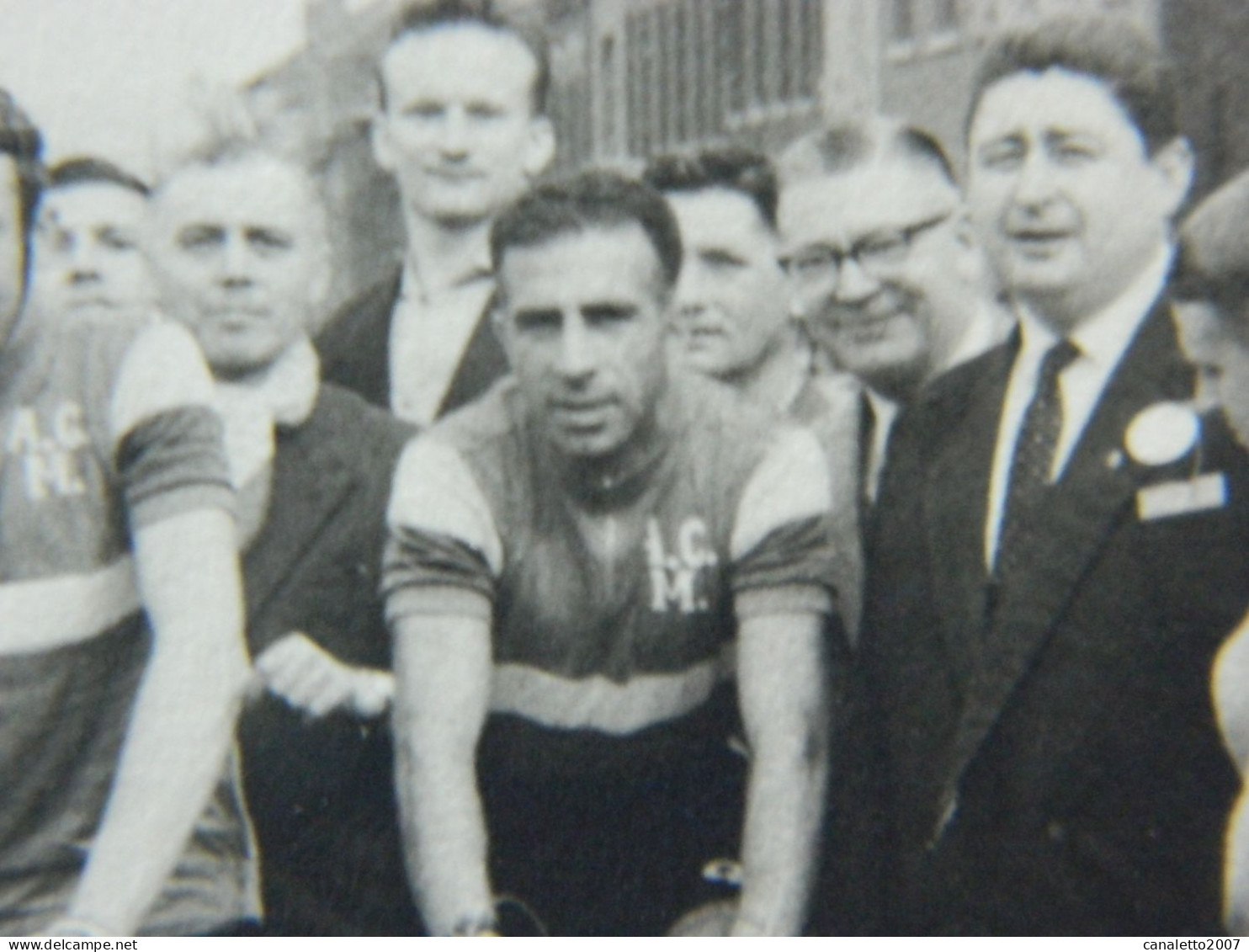 CYCLISME+ MONS : PHOTO 9X13 DEPART D'UNE COURSE EN BELGIQUE L' EQUIPE A.C.M AVEC PINO CERAMI AU  DEPART PHOTO LEMOINE - Cyclisme