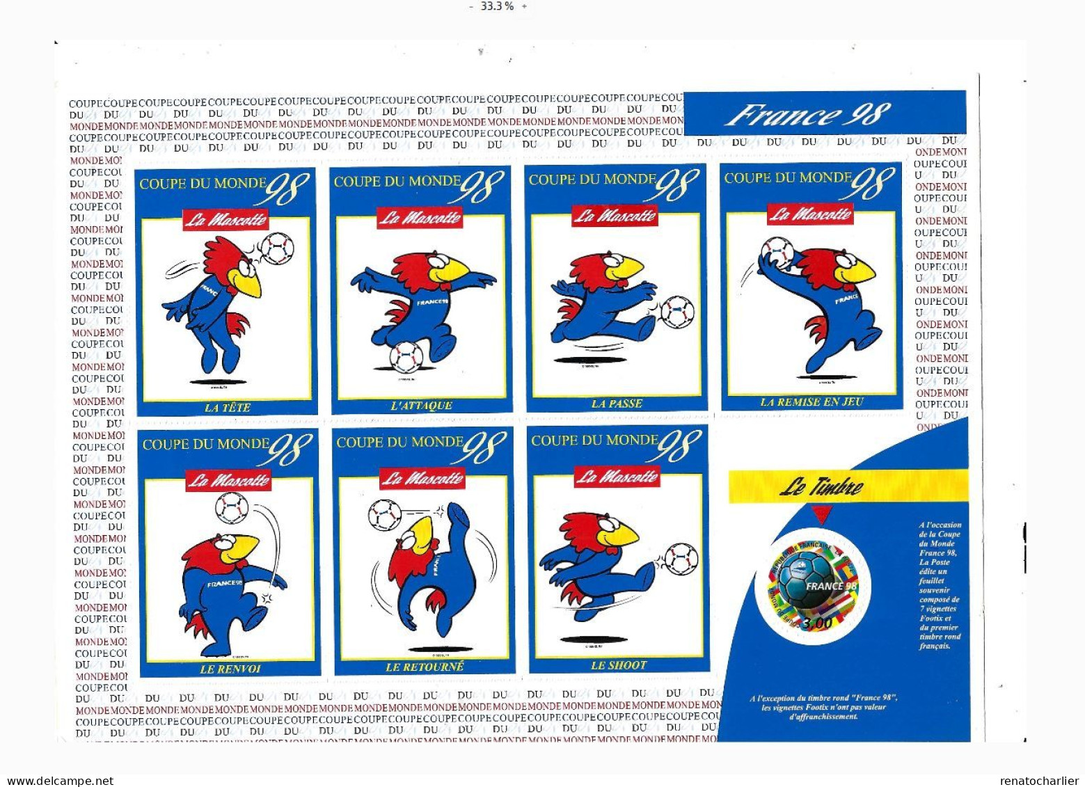 Coupe Du Monde De Football.Feuillet De 7 Vignettes Et 1 Timbre.MNH,Neuf Sans Charnière.Format: 21 X 28 Cm - Unused Stamps