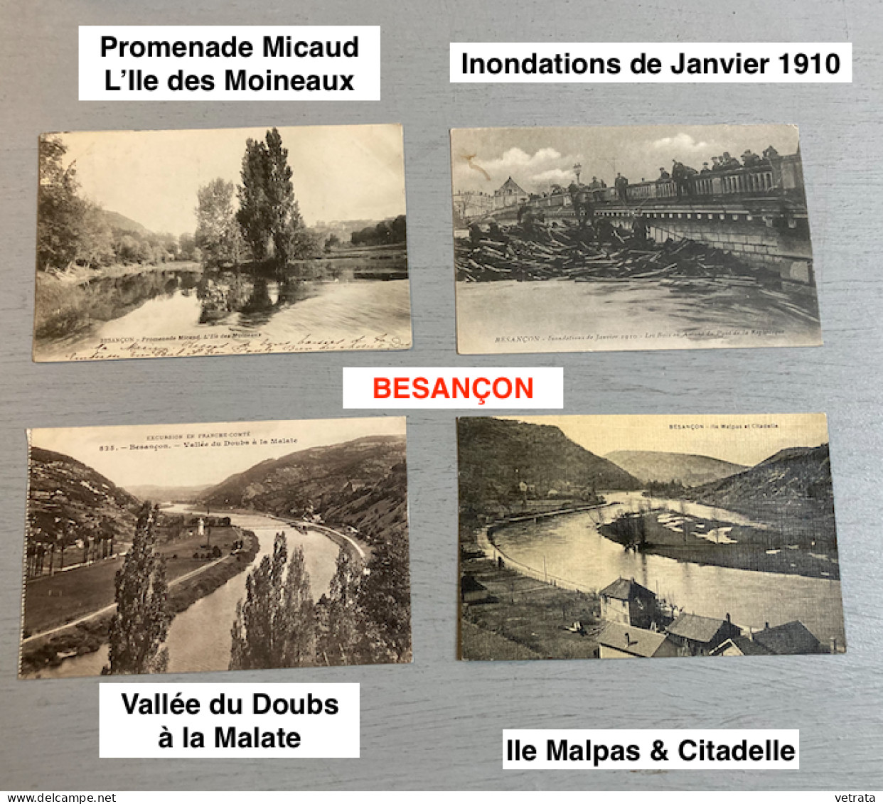 8 Cartes Postales De Besançon : 7 N&B, Avec Correspondance, 4 Sont Affranchies, 6 Du Début Du Siècle Dernier & 1 De 1953 - Besancon