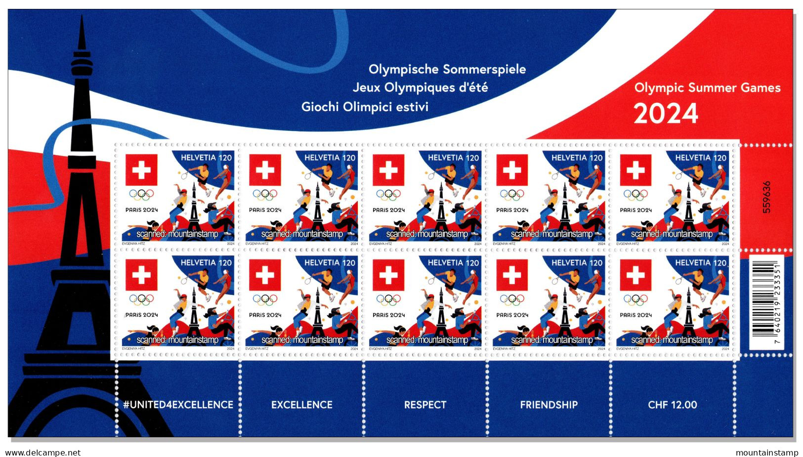 Switzerland 2024 (2/24) Olympische Sommerspiele - Jeux Olympiques D’été Paris - Olympic Games  MNH ** Sheet - Ungebraucht