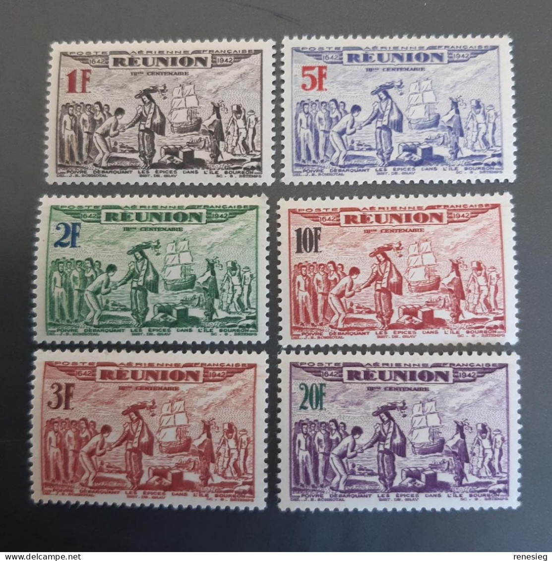 Réunion 1943 Yvert 18 à 23 MNH TB - Luftpost