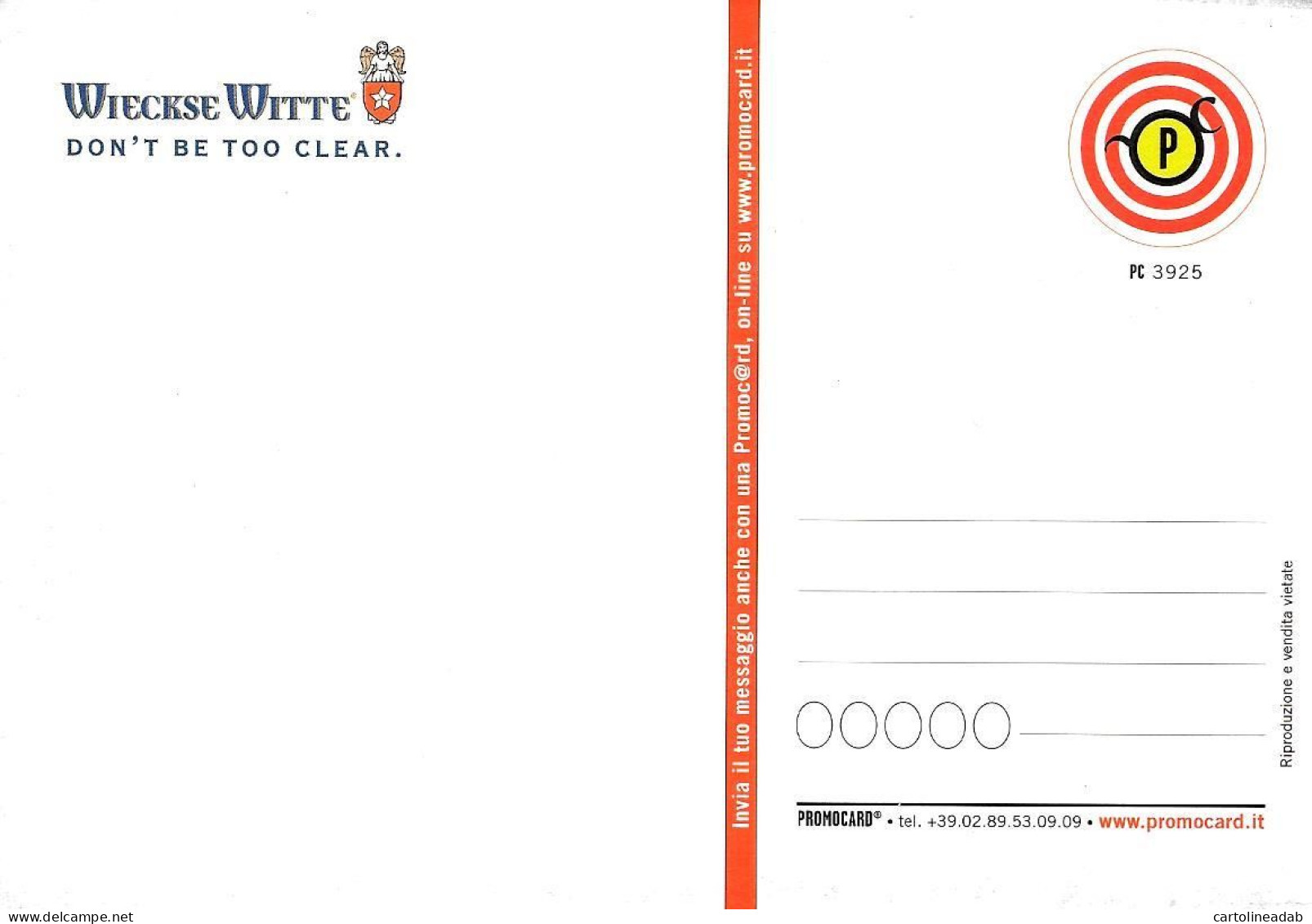 [MD9535] CPM - BIRRA WIECKSE WITTE - PROMOCARD 3925- PERFETTA - Non Viaggiata - Publicité