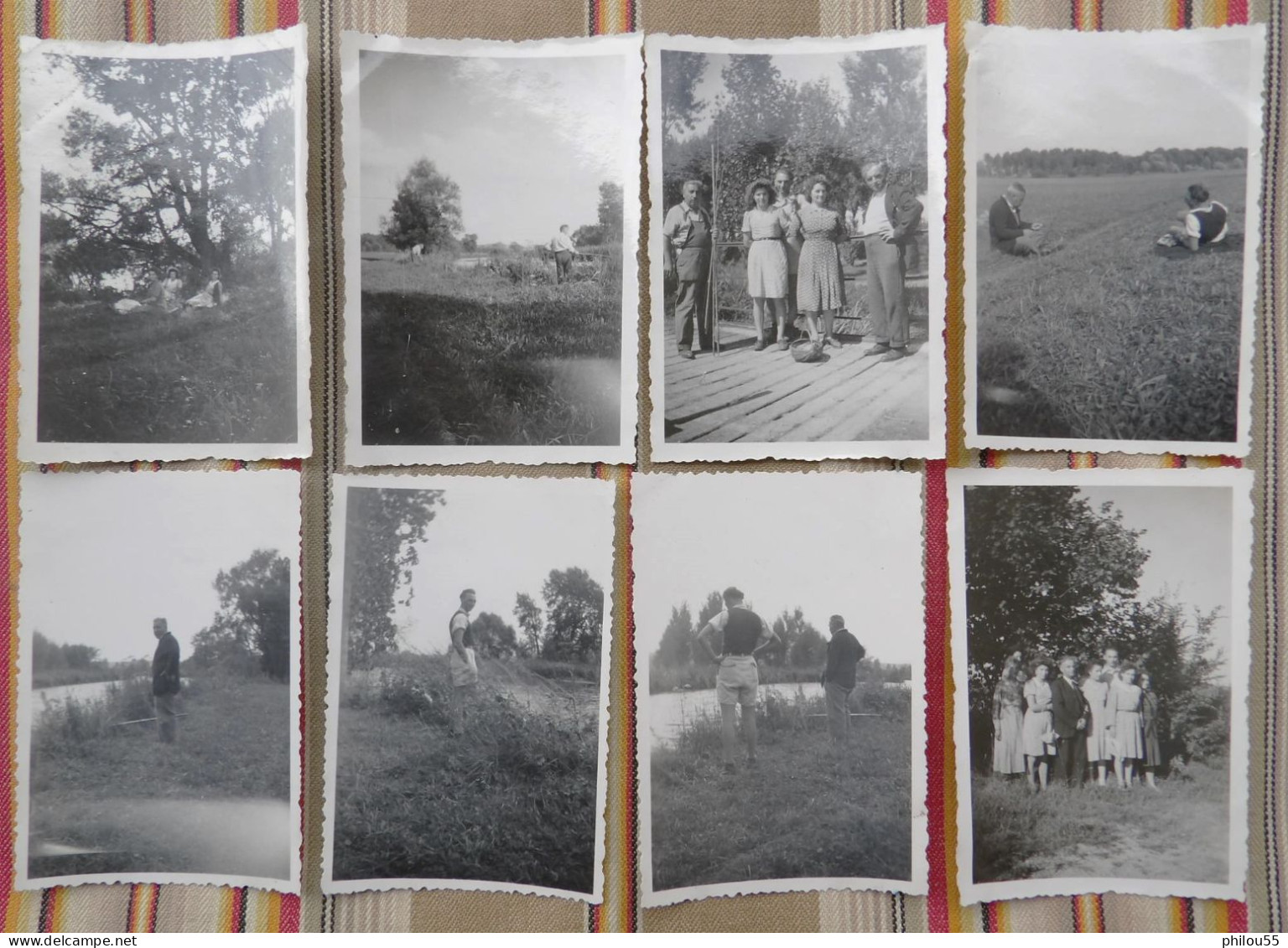 Lot De 8 Photo 55 TROYON Vaux Anime Peche Pecheur Pique Nique - Luoghi