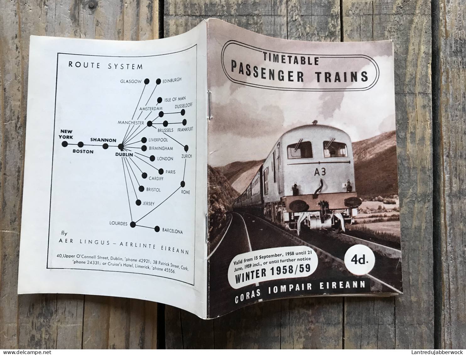 Timetable Passenger Trains Winter 1958/59 Coras Iompair Eireann Irelande Ireland Irish Stations + Carte Map Dublin  - Ferrocarril & Tranvías