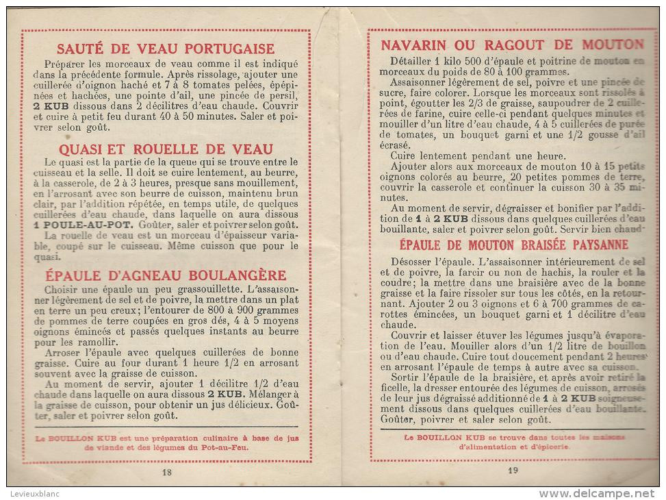 Livret De Recettes/ Bouillon KUB/ La Poule Au Pot/ /vers 1922     VP633bis - 1900 – 1949