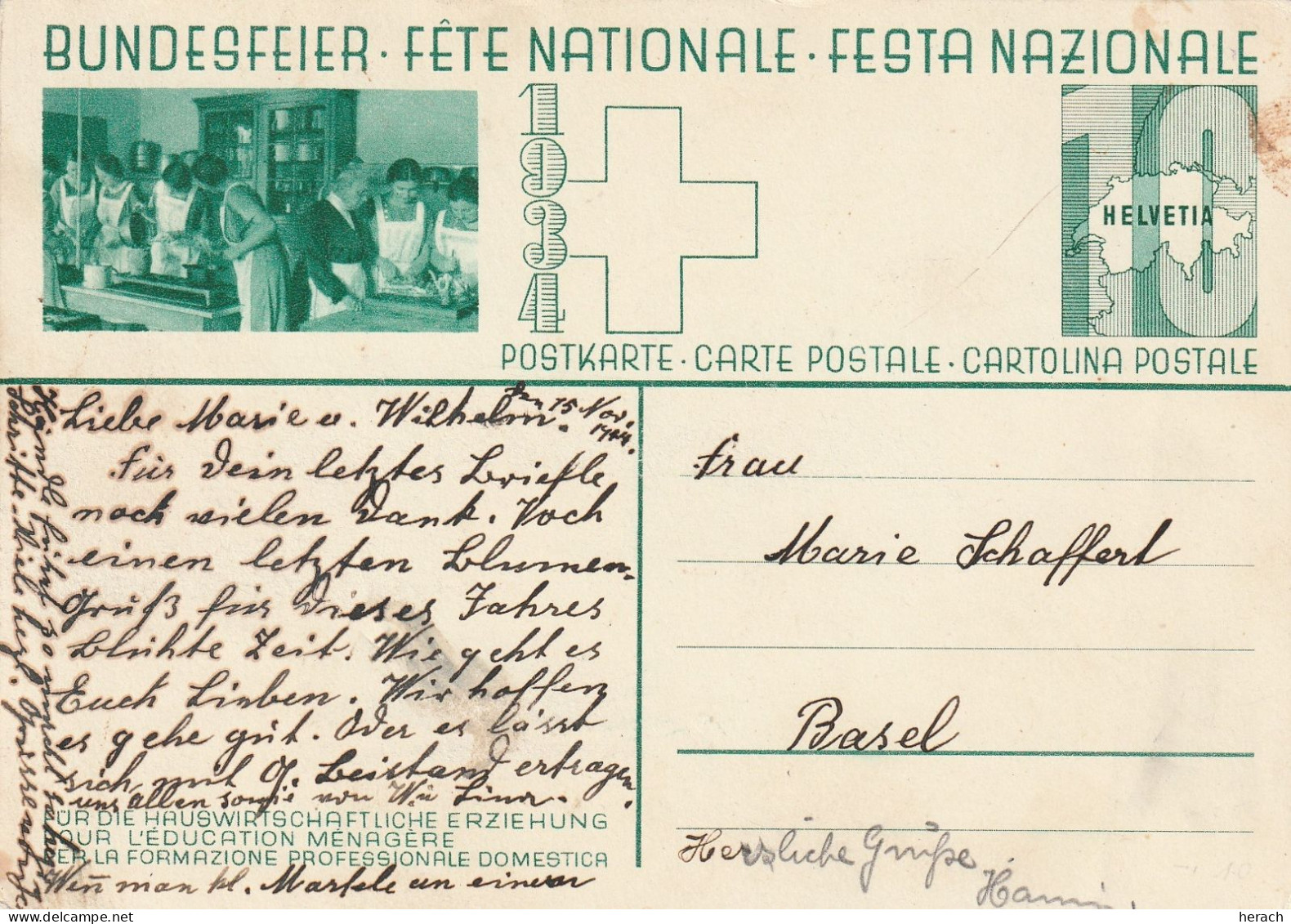 Suisse Entier Postal Illustré 1934 - Interi Postali
