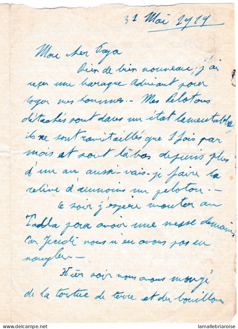 Lettre Avec Courrier (texte Interressant) Avec Cachet: Tresor Et Postes, Kasba Tadla, 31/6/19 - Guerre De 1914-18