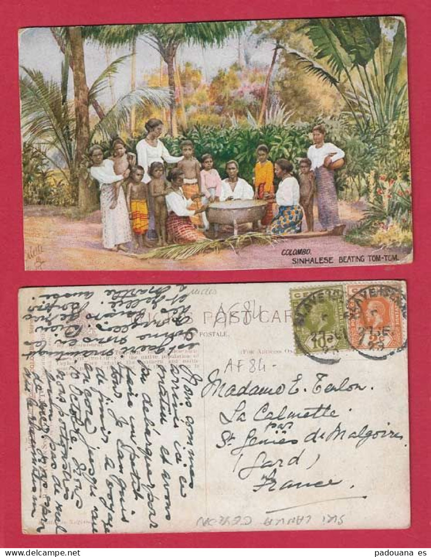 AF84 SRI LANKA CEYLON  COLOMBO  SINHALESE BEATING TOM TOM - Sri Lanka (Ceylon)