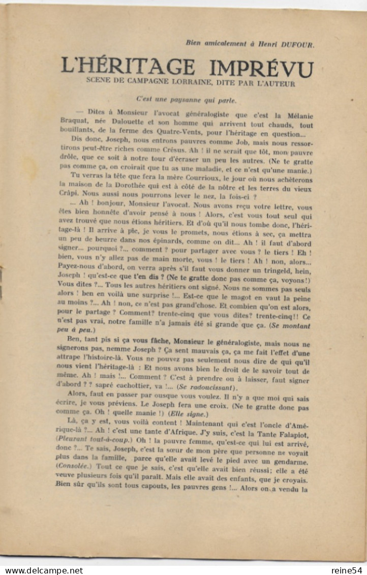 Recueil De Six Scènes Lorraines -Comique Célèbres George CHEPFER (grand Prix Du Disque 1934 Edit. Jean Picot Paris N°50 - 1900 - 1949