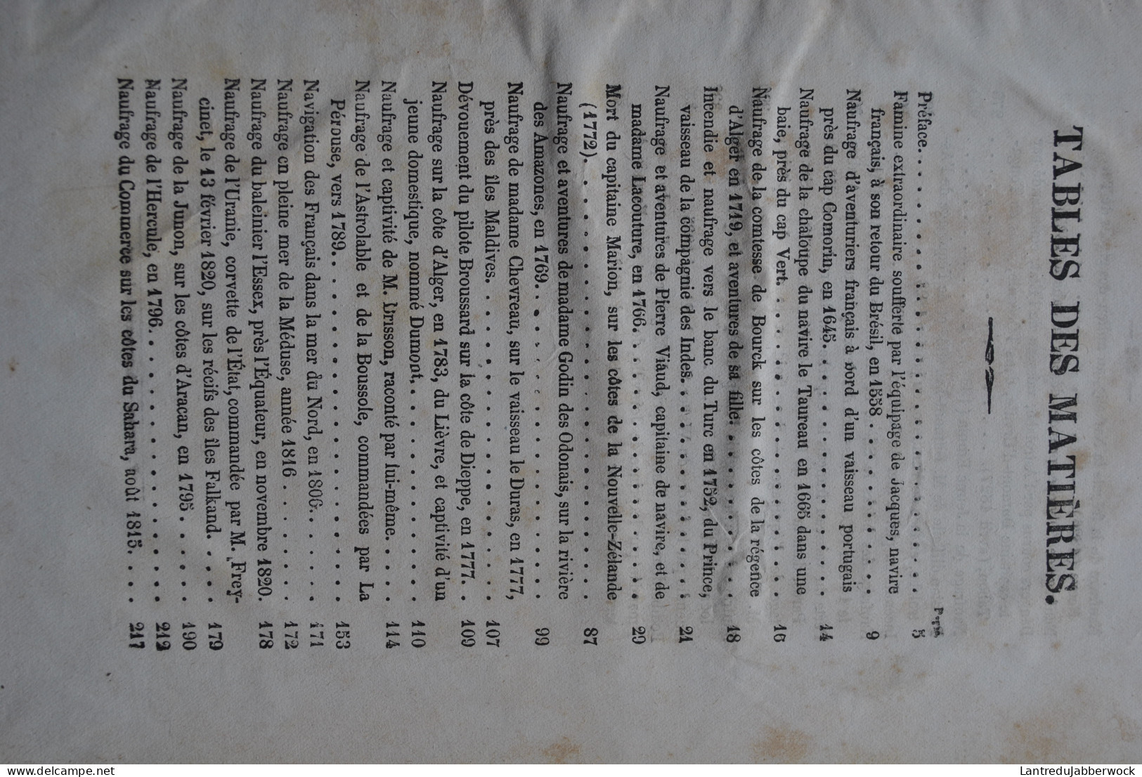 LEBLANC ‎‎Histoire Des Naufrages Comprenant Ceux De La Pérouse Et De La Méduse Et Autres Naufrages Célèbres + Gravures  - 1801-1900