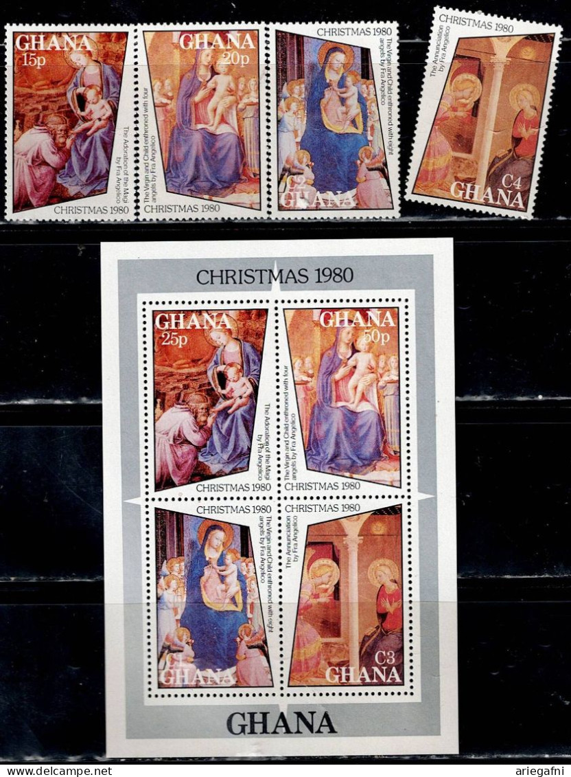 GHANA 1980 CHRISTMAS MI No 856-9+BLOCK 86 MNH VF!! - Ghana (1957-...)