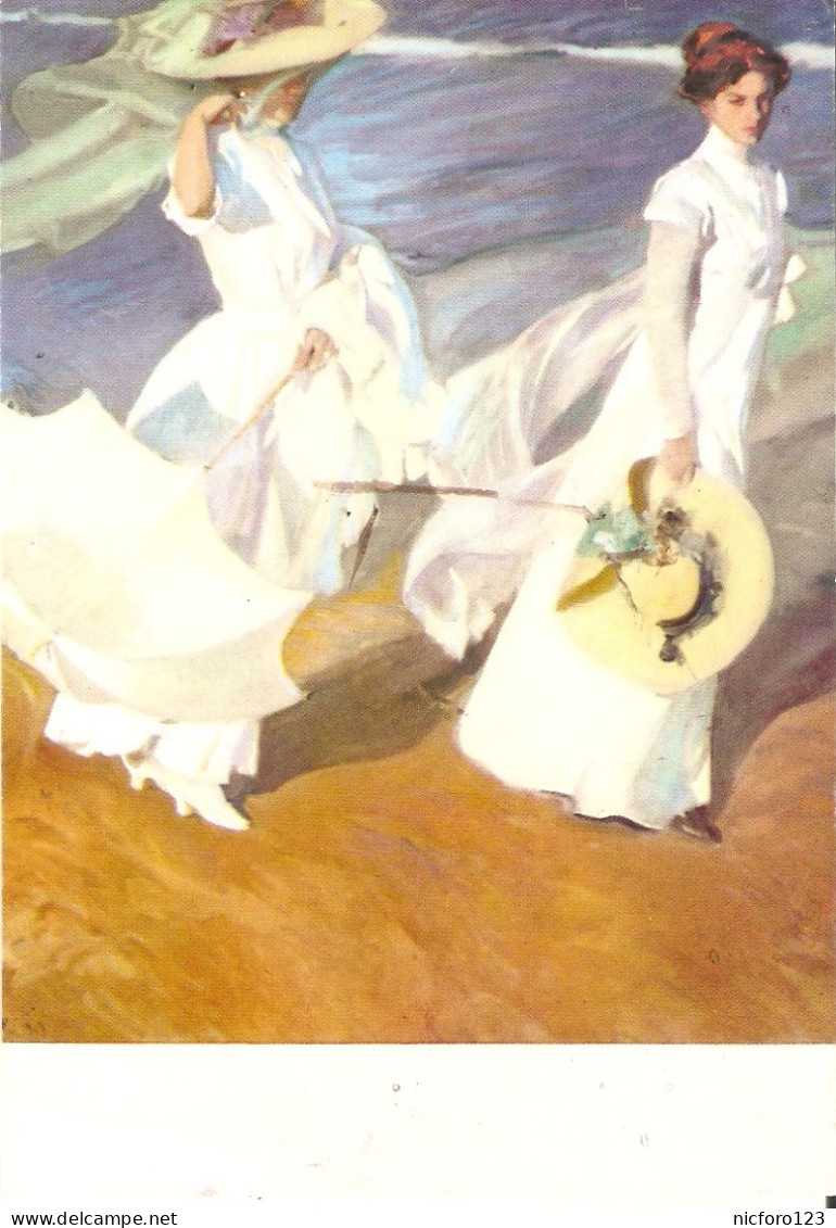 "Joaquin Sorolla. Walk Along The Sea" Fine Painting, Modern Spanish Postcard - Peintures & Tableaux