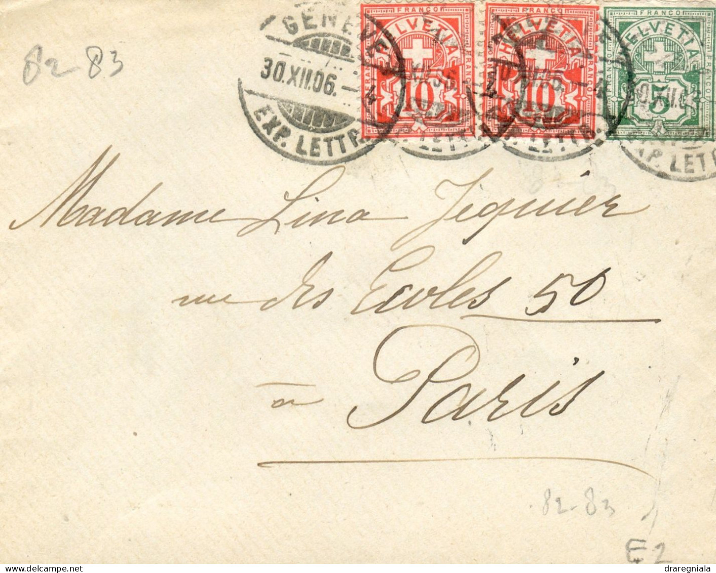 4 Mail Von Bern Genève Lausanne 1898 1903 1906 - Eidg Kreuz - Croix Fédérale - Postmark Collection