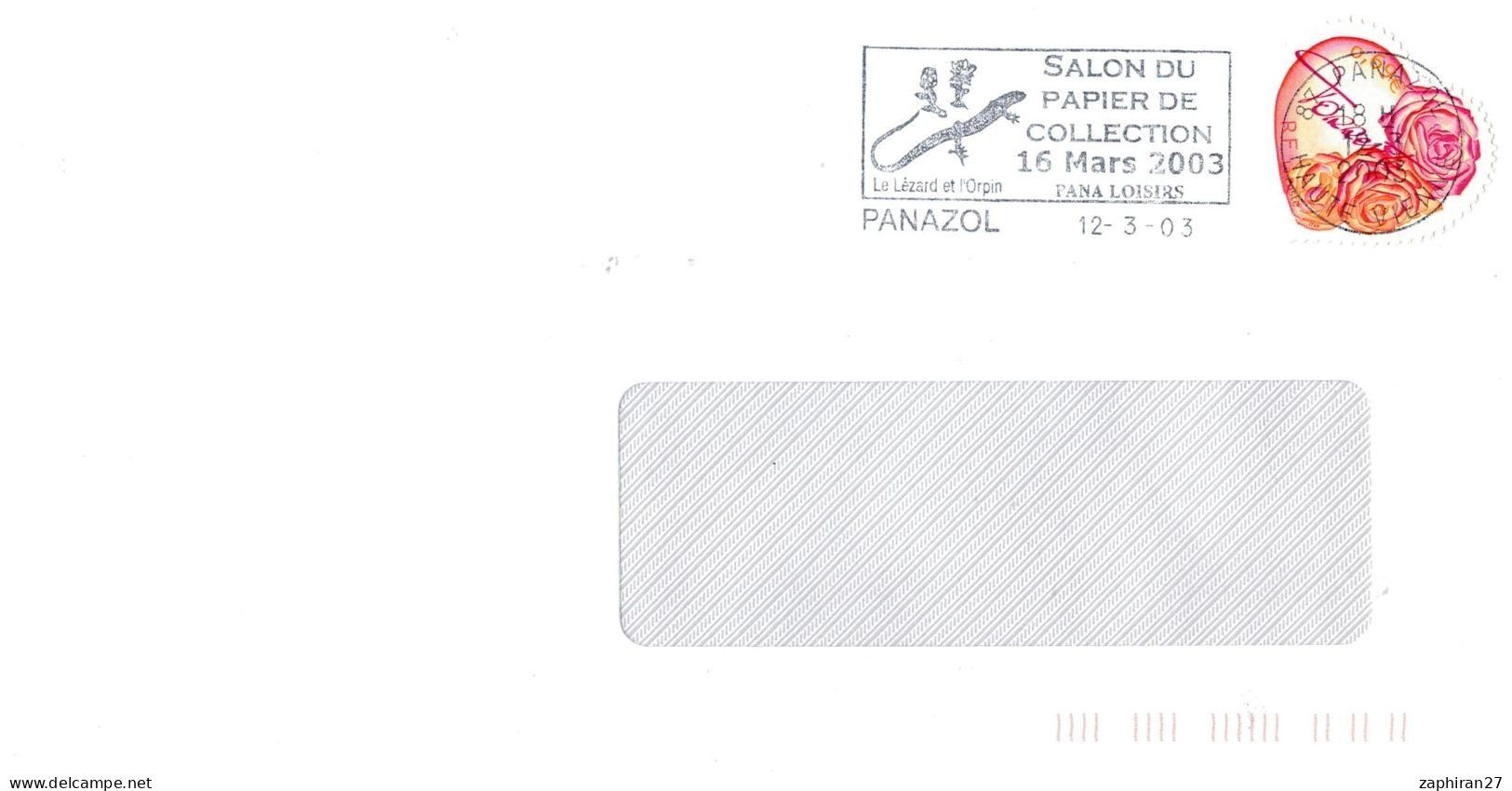 REPTILE LEZARD : FLAMME PANAZOL (87) SALON DU PAPIER DE COLLECTION 16 MARS 2003 LE LEZARD ET L'ORPIN #750# - Autres & Non Classés