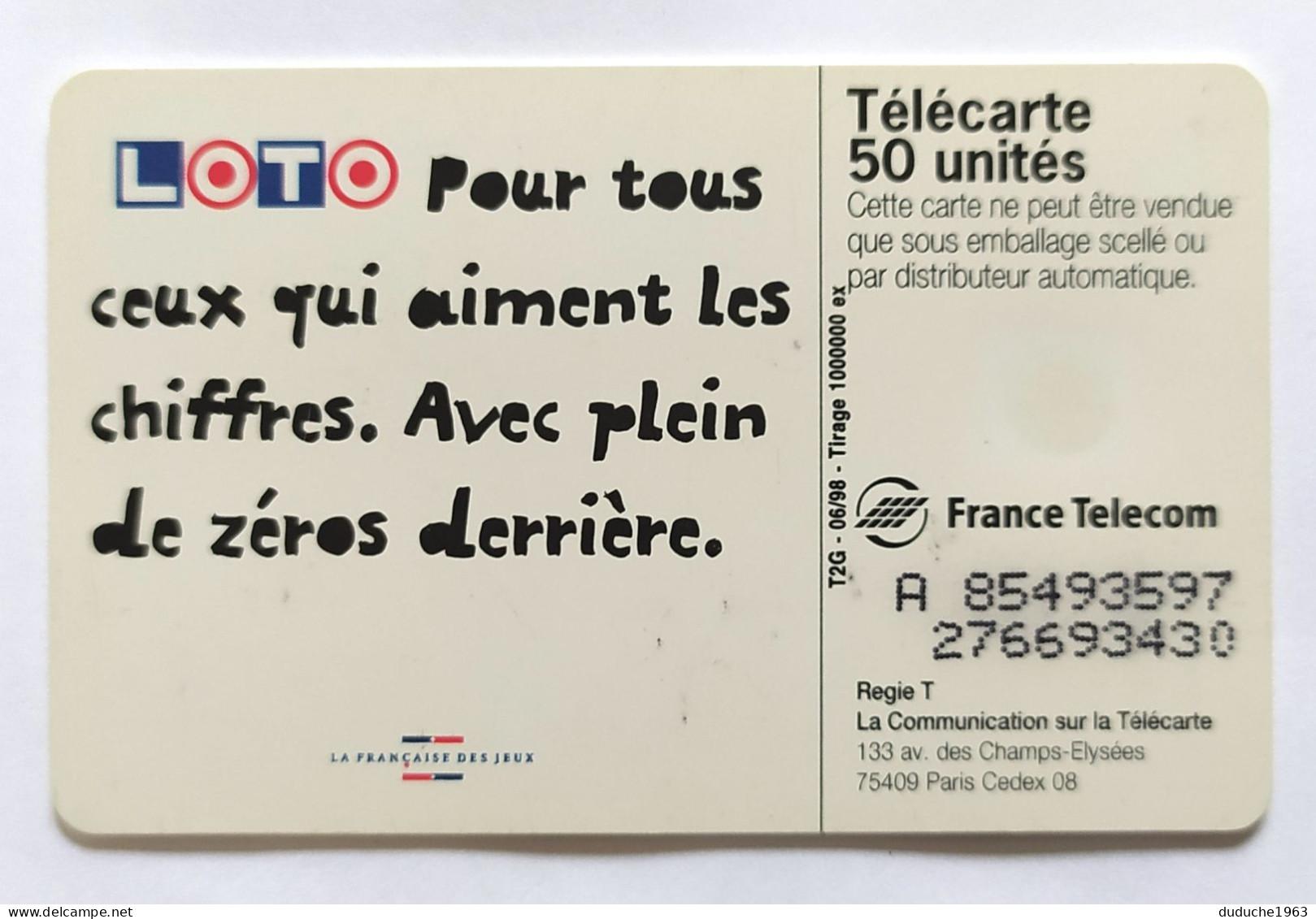 Télécarte France - Française Des Jeux - Super Loto - Zonder Classificatie