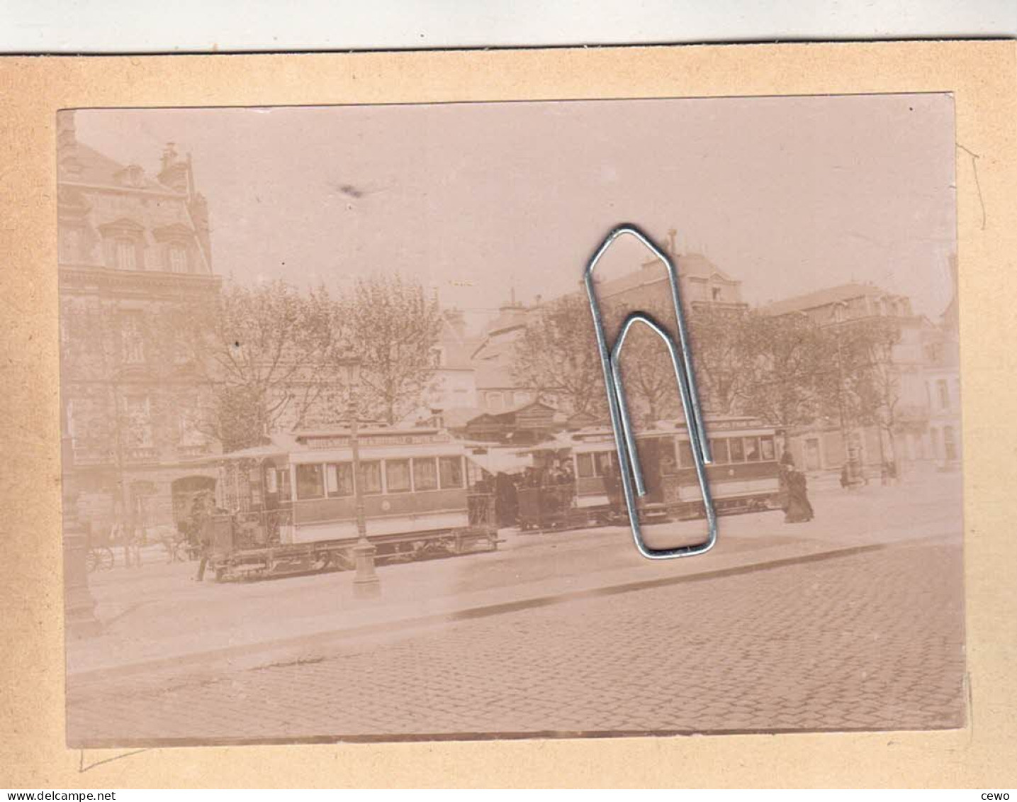 PHOTO SCENE LE TRAM VILLE A IDENTIFIER VERS 1910 - Trains