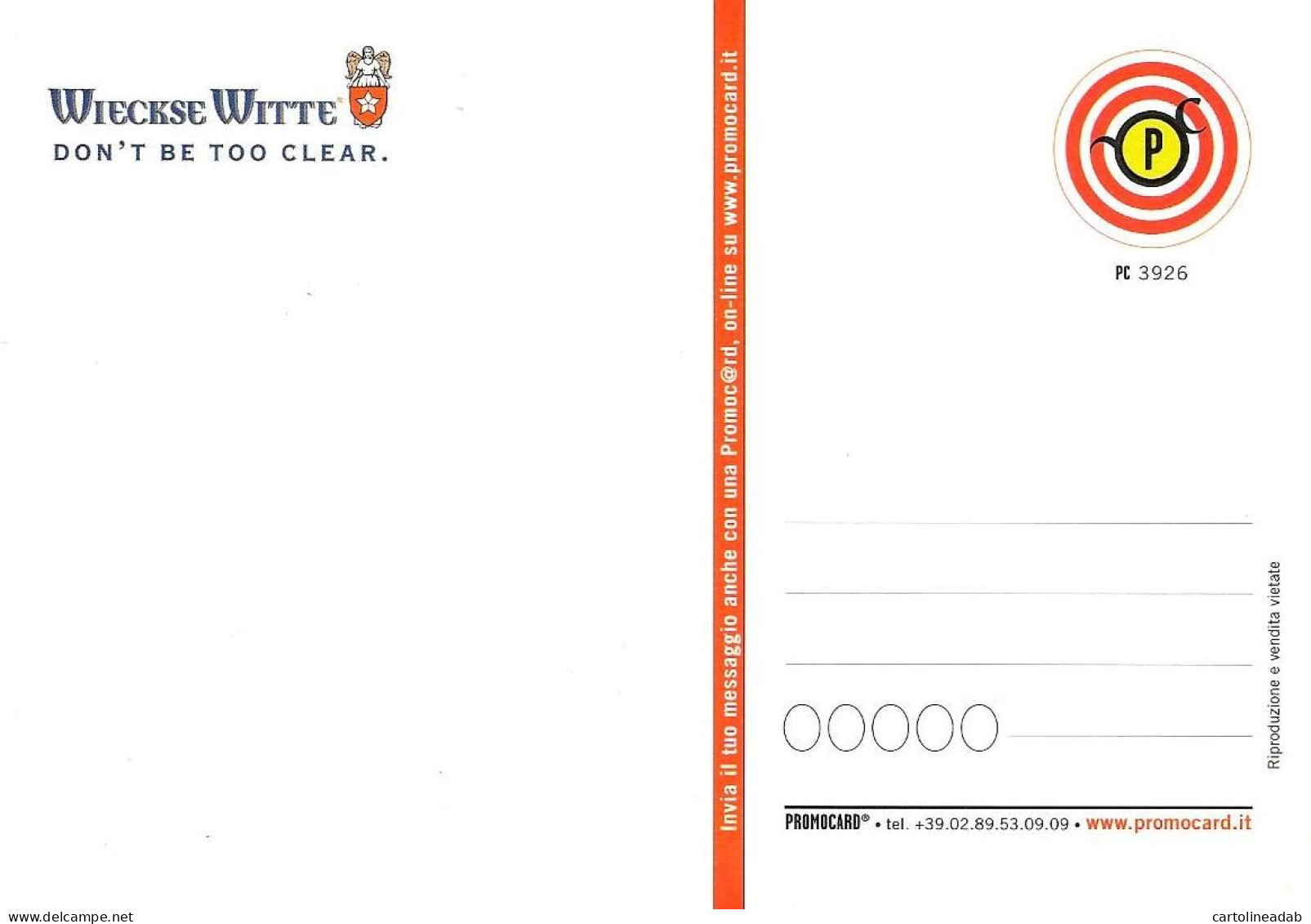 [MD5414] CPM - BIRRA - WIECKSE WITTE - PROMOCARD 3926 - PERFETTA - Non Viaggiata - Publicité