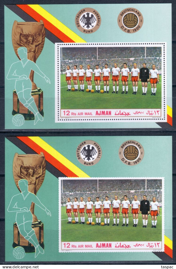 Ajman 1969 Mi# Block 84 A And B ** MNH - Perf. And Imperf. - German National Football Team / Soccer - Adschman
