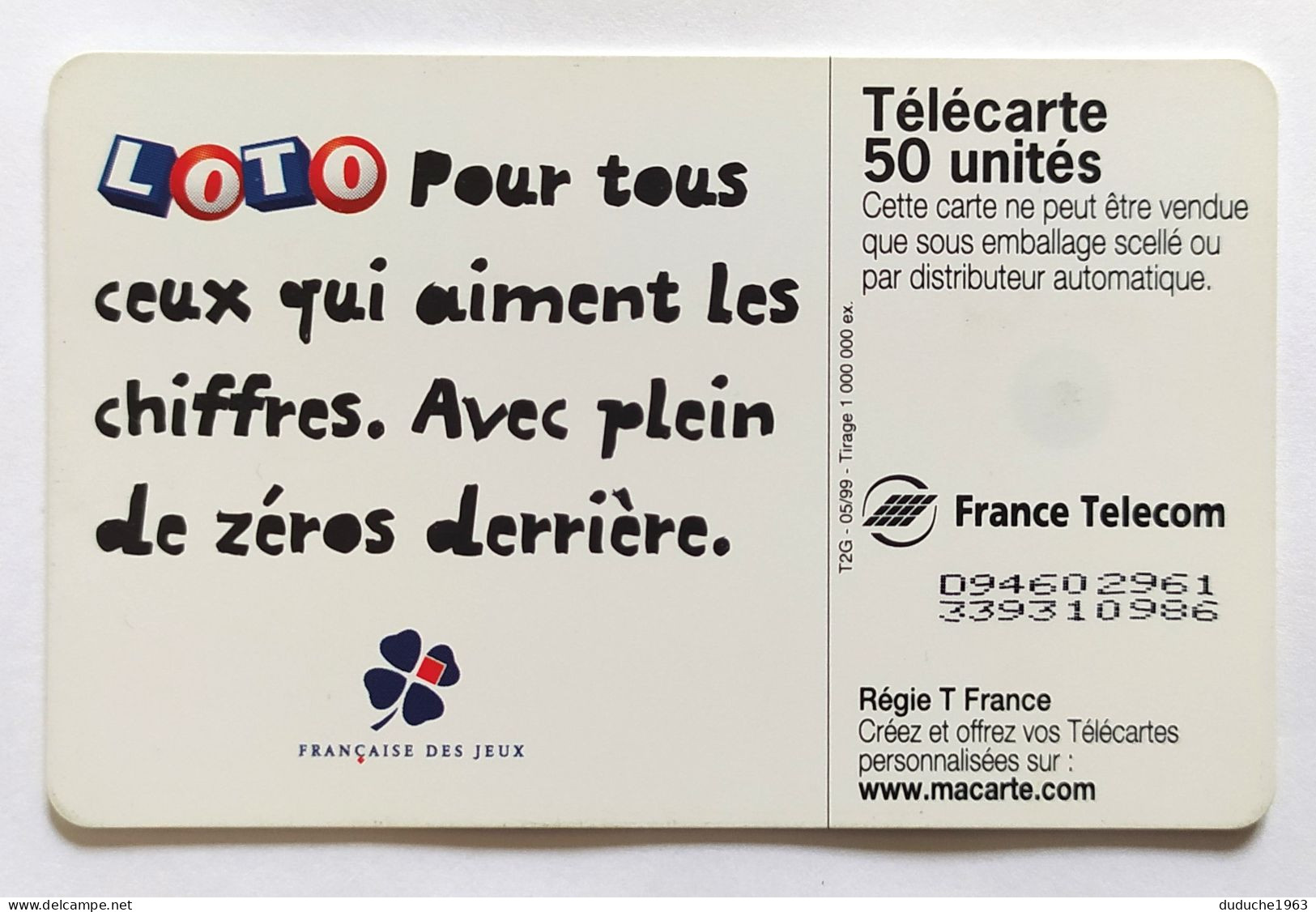 Télécarte France - Française Des Jeux - Loto - Sin Clasificación