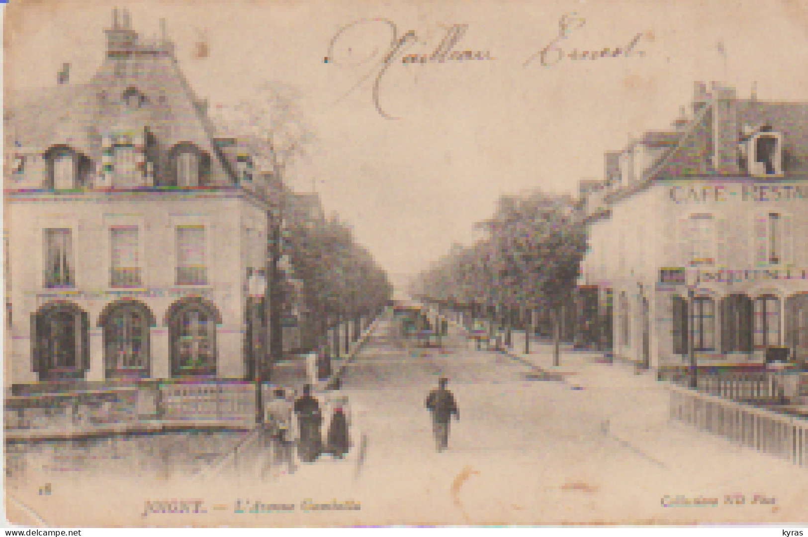 (89) JOIGNY. L'Avenue Gambetta ( Café-Restaurant Meunier / Ets De Fers, Machines Agricoles, Charbons) - Joigny