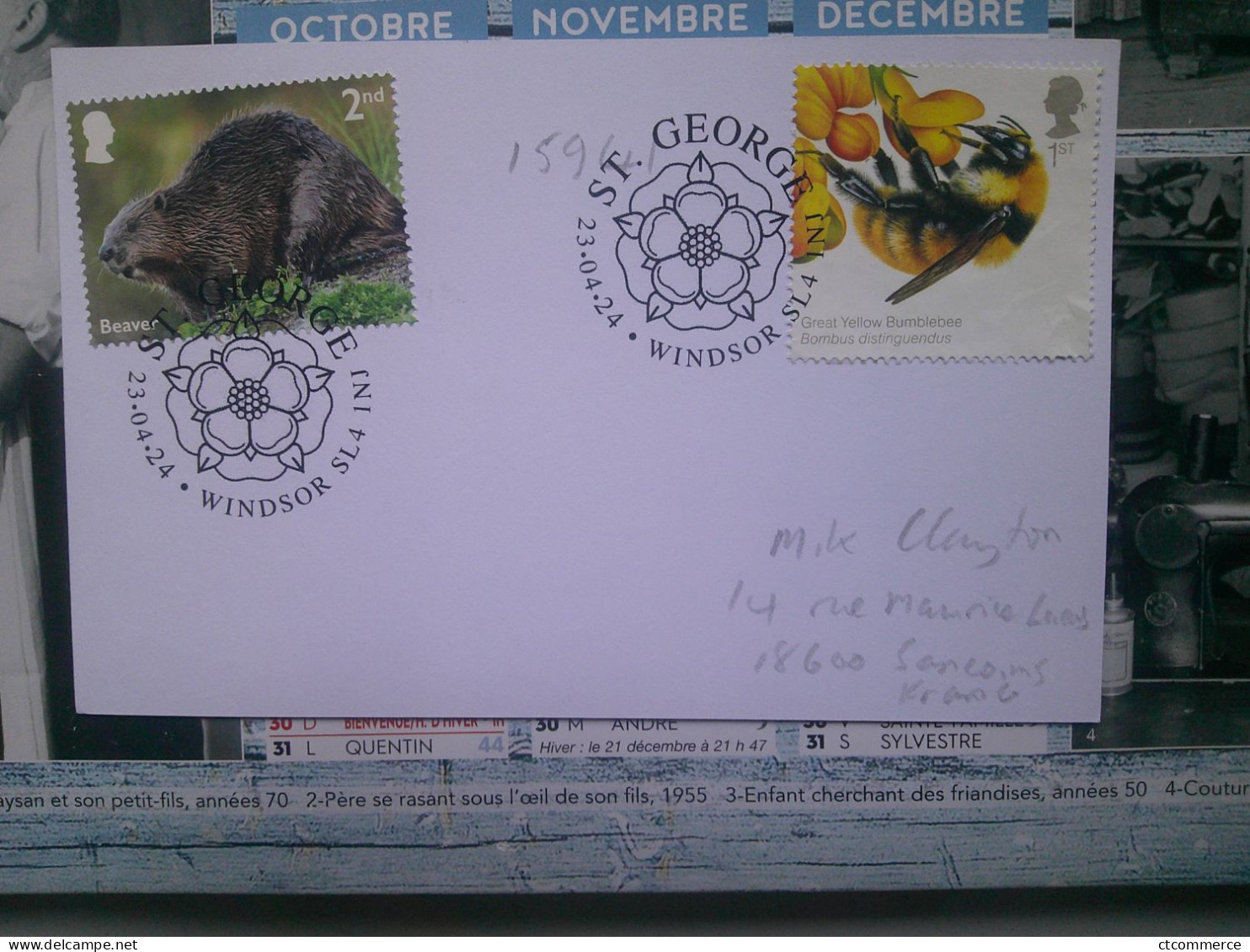 Saint George 23.4.24 Windsor, Beaver, Great Yellow Bumblebee, Castor, Grand Bourdon Jaune - Postmark Collection