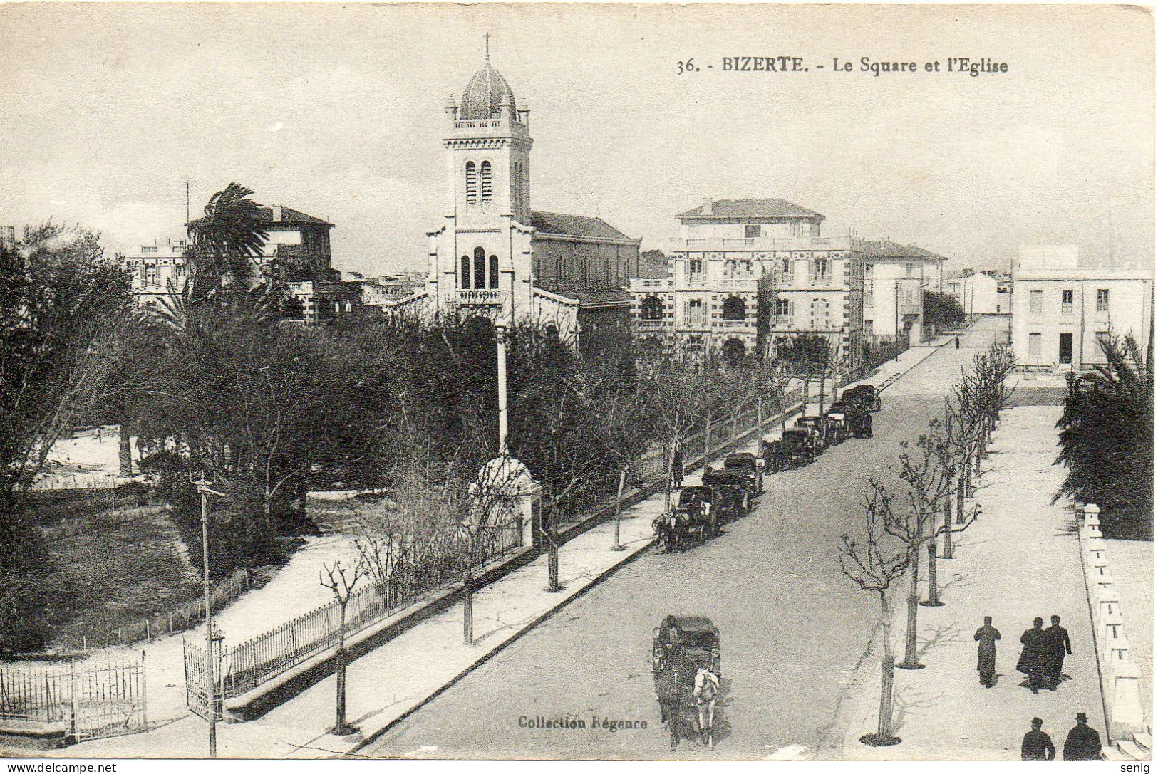 TUNISIE - BIZERTE - 36 - Le Square Et L'Eglise - Collection Régence - Tunisie