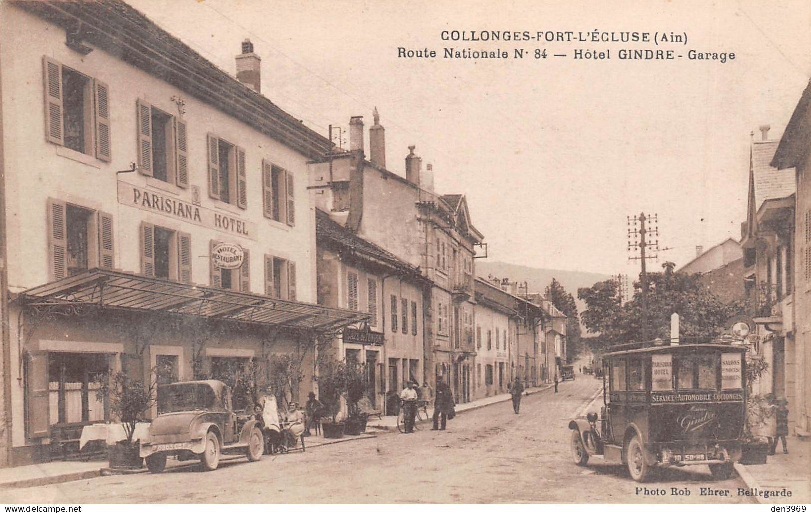 COLLONGES-FORT-l'ECLUSE (Ain) - Hôtel Gindre - Parisiana Restaurant, Automobiles - Note écrite Au Verso (2 Scans) - Ohne Zuordnung