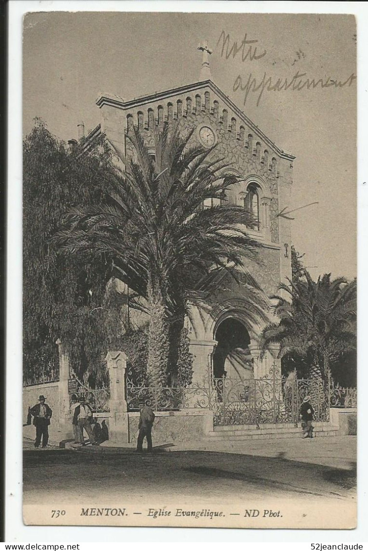 Eglise Evangelique    1911   N° 730 - Menton