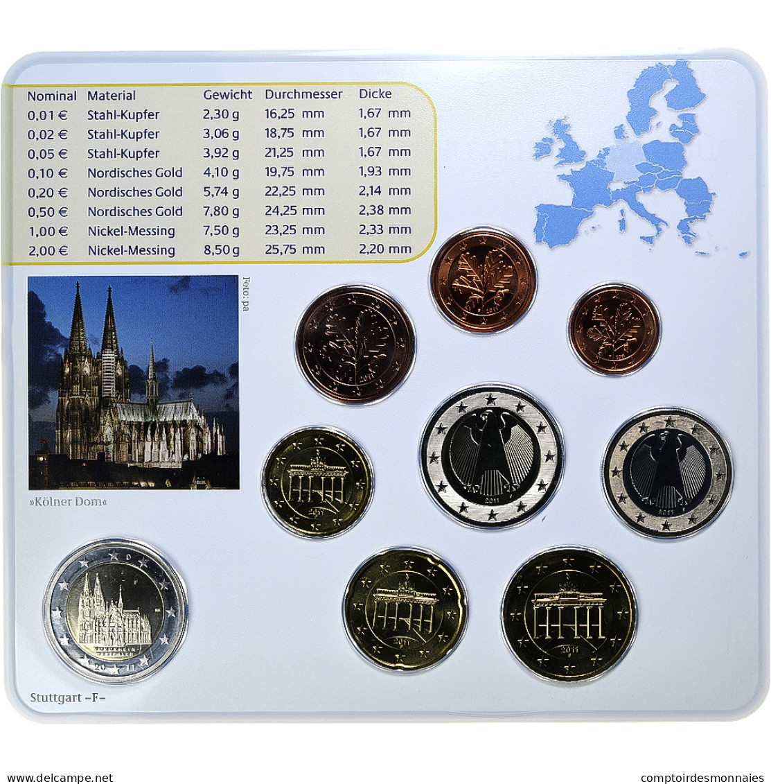 République Fédérale Allemande, Set 1 Ct. - 2 Euro + 2€, Kölner Dom, Coin - Allemagne