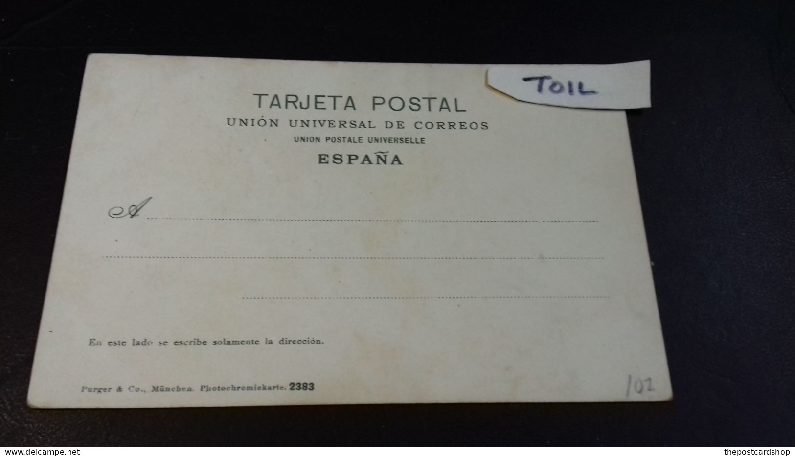 SPAIN MALAGA Tirando Del Copo Papeleria Catalana 15, Early Undivided Back Purger & Co 2383 - Málaga