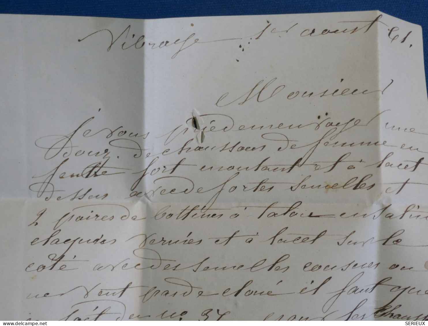 DN12 FRANCE  BELLE LETTRE RR 1861 PETIT BUREAU VIBRAYE  +PAIRE DE N 13  +APR. DEPART +AFF. INTERESSANT++ - 1849-1876: Periodo Clásico