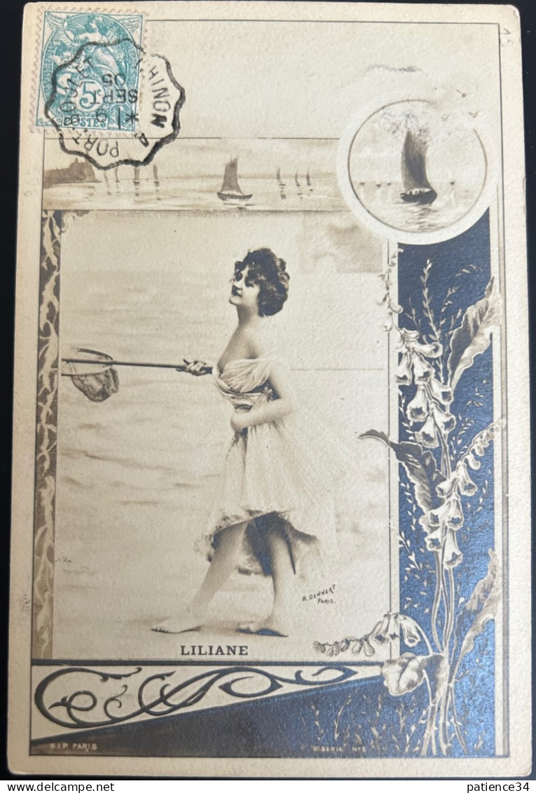 Art Nouveau - 1901 - Belle Jeune Femme Sur La Plage - R. GENNERT Paris - Other & Unclassified