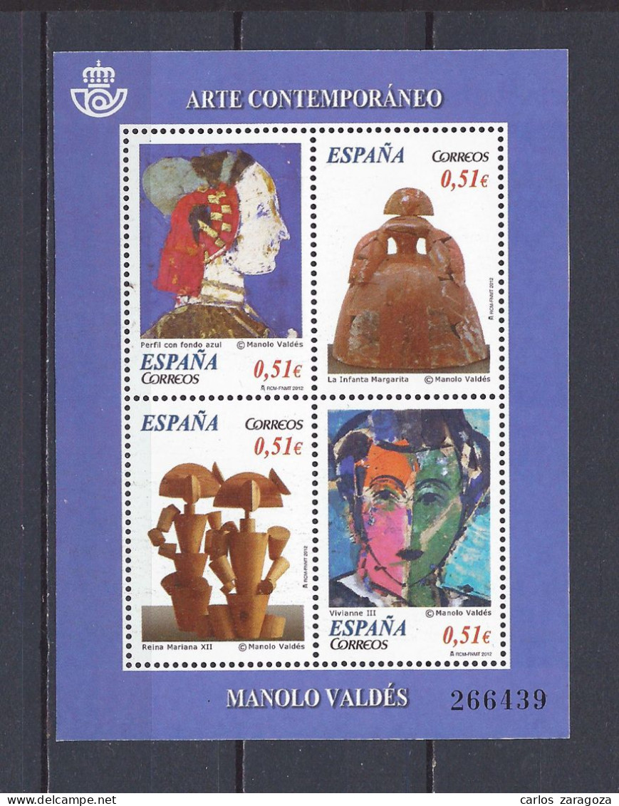 ESPAÑA 2012—MANOLO VALDES—ARTE CONTEMPORÁNEO. HOJA BLOQUE 4739, BF213, BL225, MS4719 - Unused Stamps