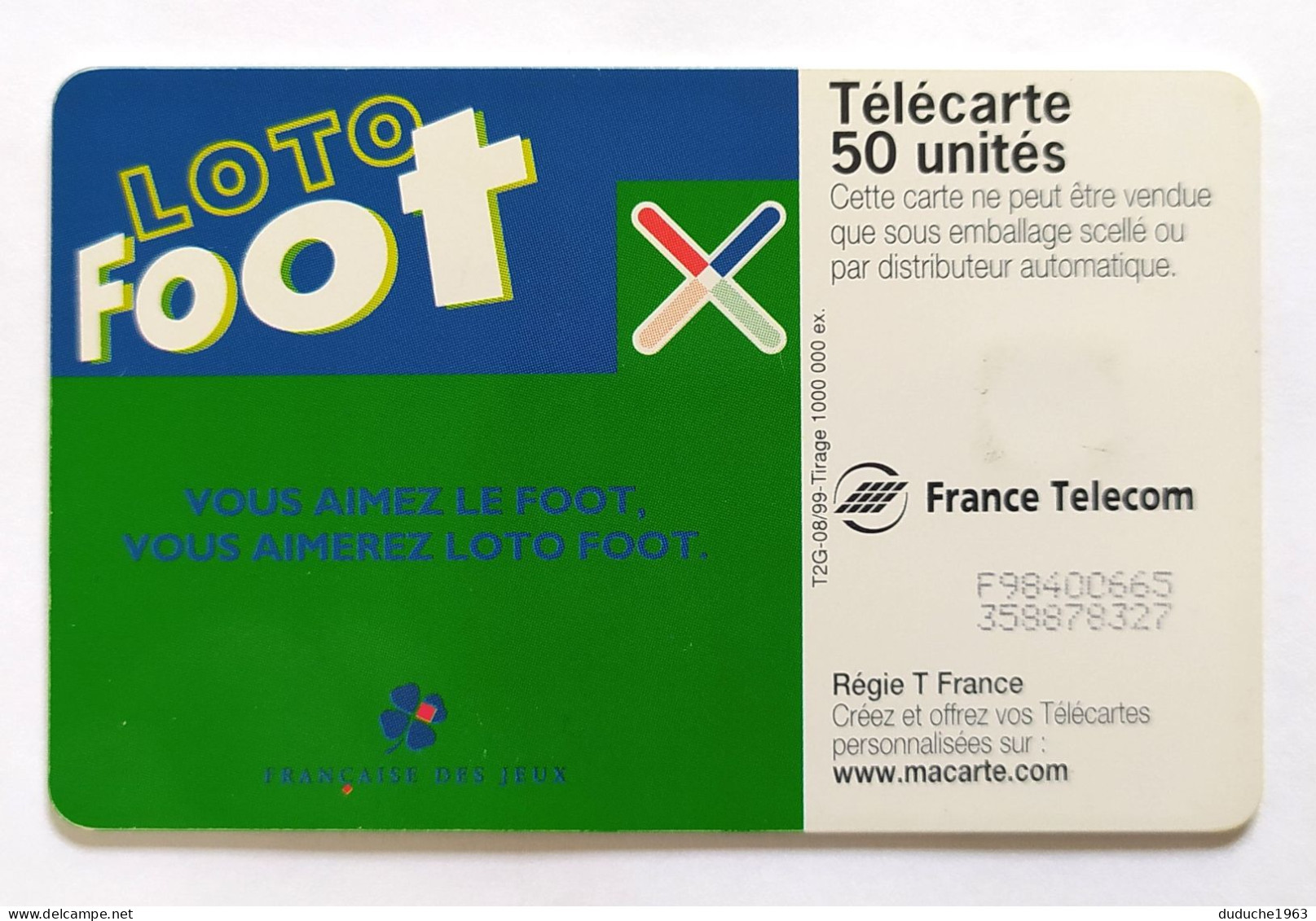 Télécarte France - Française Des Jeux - Loto Foot - Ohne Zuordnung