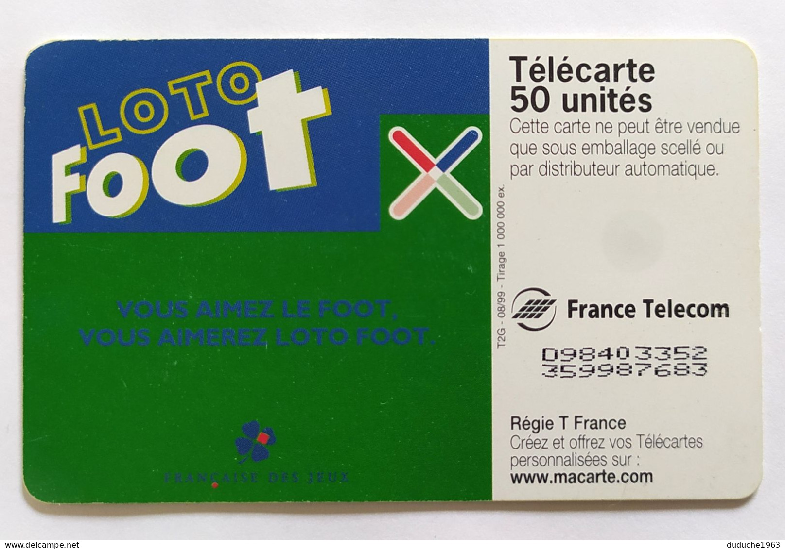 Télécarte France - Française Des Jeux - Loto Foot - Sin Clasificación